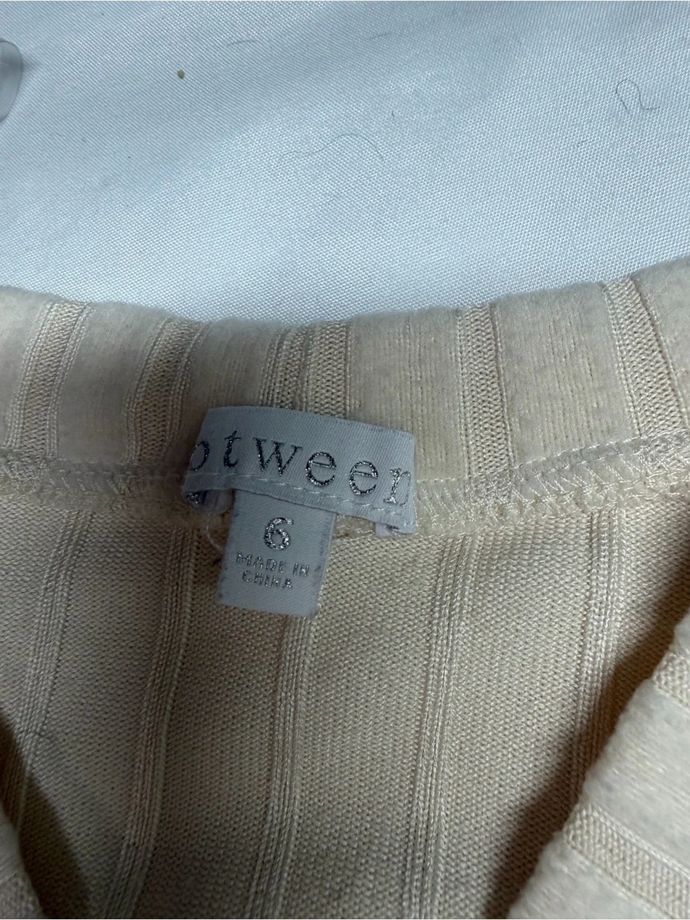 btween Cream Ribbed Flare Pants & Cropped Cardigan with Black Bows